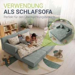 Kindersofa Kayo mit Cord Bezug & Kissen Weiches Spielsofa mit verschiedenen Aufbaumöglichkeiten
