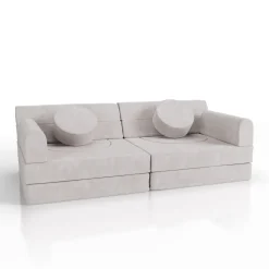 Kindersofa Kayo mit Cord Bezug & Kissen Weiches Spielsofa mit verschiedenen Aufbaumöglichkeiten