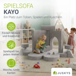 Kindersofa Kayo mit Cord Bezug & Kissen Weiches Spielsofa mit verschiedenen Aufbaumöglichkeiten
