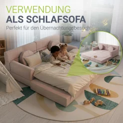 Kindersofa Kayo mit Cord Bezug & Kissen Weiches Spielsofa mit verschiedenen Aufbaumöglichkeiten