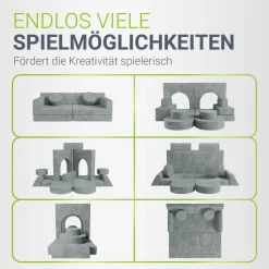 Kindersofa Kayo mit Cord Bezug & Kissen Weiches Spielsofa mit verschiedenen Aufbaumöglichkeiten