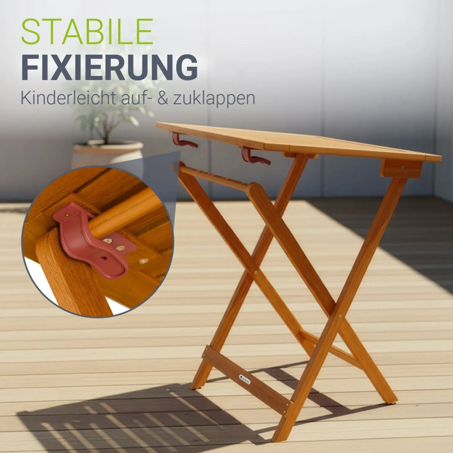 Klappbarer Holztisch Zadar Robuster, wetterfester Gartentisch aus Akazienholz für Outdoor-Einsätze