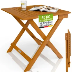 Klappbarer Holztisch Zadar Robuster, wetterfester Gartentisch aus Akazienholz für Outdoor-Einsätze
