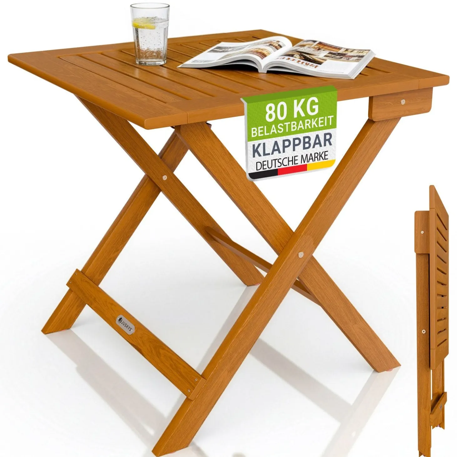 Klappbarer Holztisch Zadar Robuster, wetterfester Gartentisch aus Akazienholz für Outdoor-Einsätze