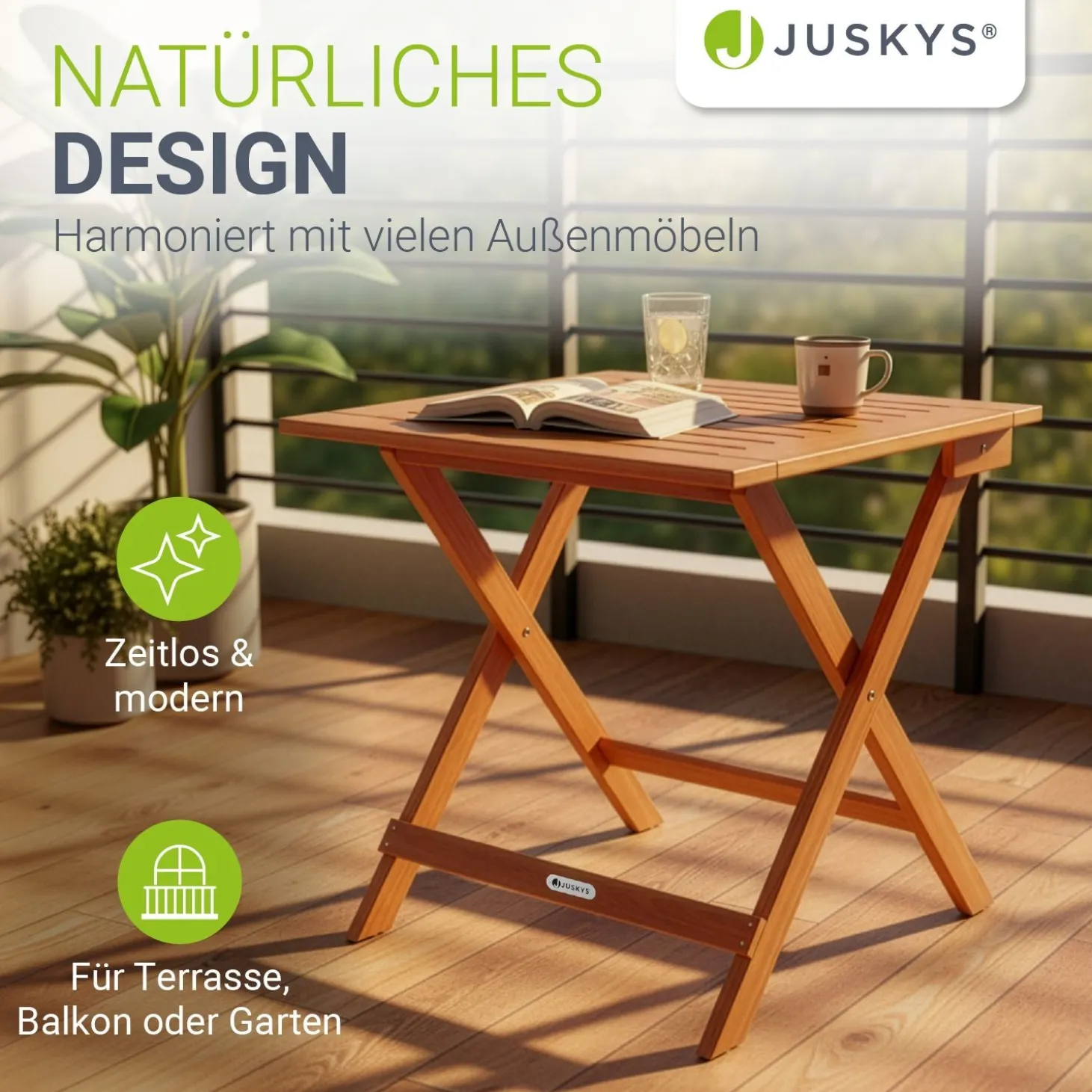 Klappbarer Holztisch Zadar Robuster, wetterfester Gartentisch aus Akazienholz für Outdoor-Einsätze