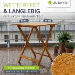 Klappbarer Holztisch Zadar Robuster, wetterfester Gartentisch aus Akazienholz für Outdoor-Einsätze