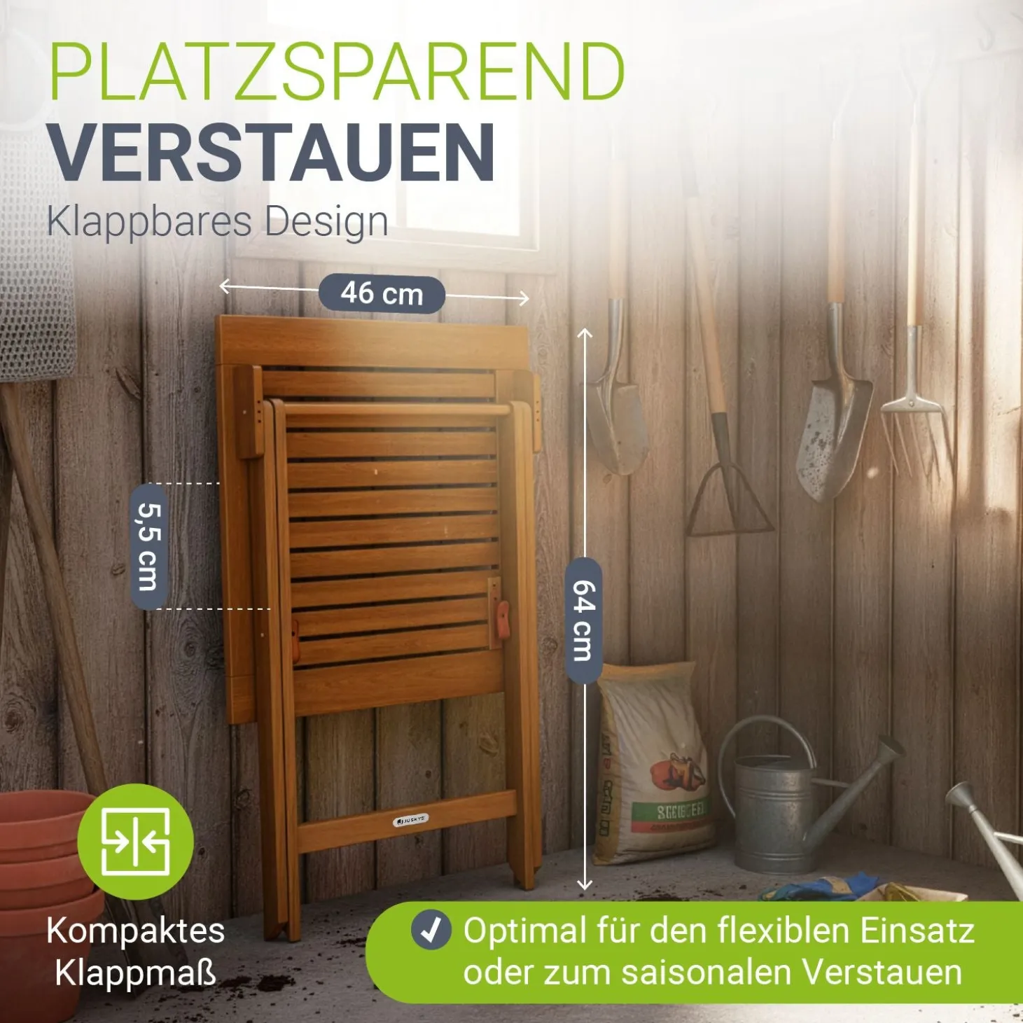 Klappbarer Holztisch Zadar Robuster, wetterfester Gartentisch aus Akazienholz für Outdoor-Einsätze