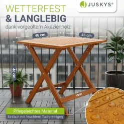 Klappbarer Holztisch Zadar Robuster, wetterfester Gartentisch aus Akazienholz für Outdoor-Einsätze