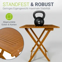 Klappbarer Holztisch Zadar Robuster, wetterfester Gartentisch aus Akazienholz für Outdoor-Einsätze