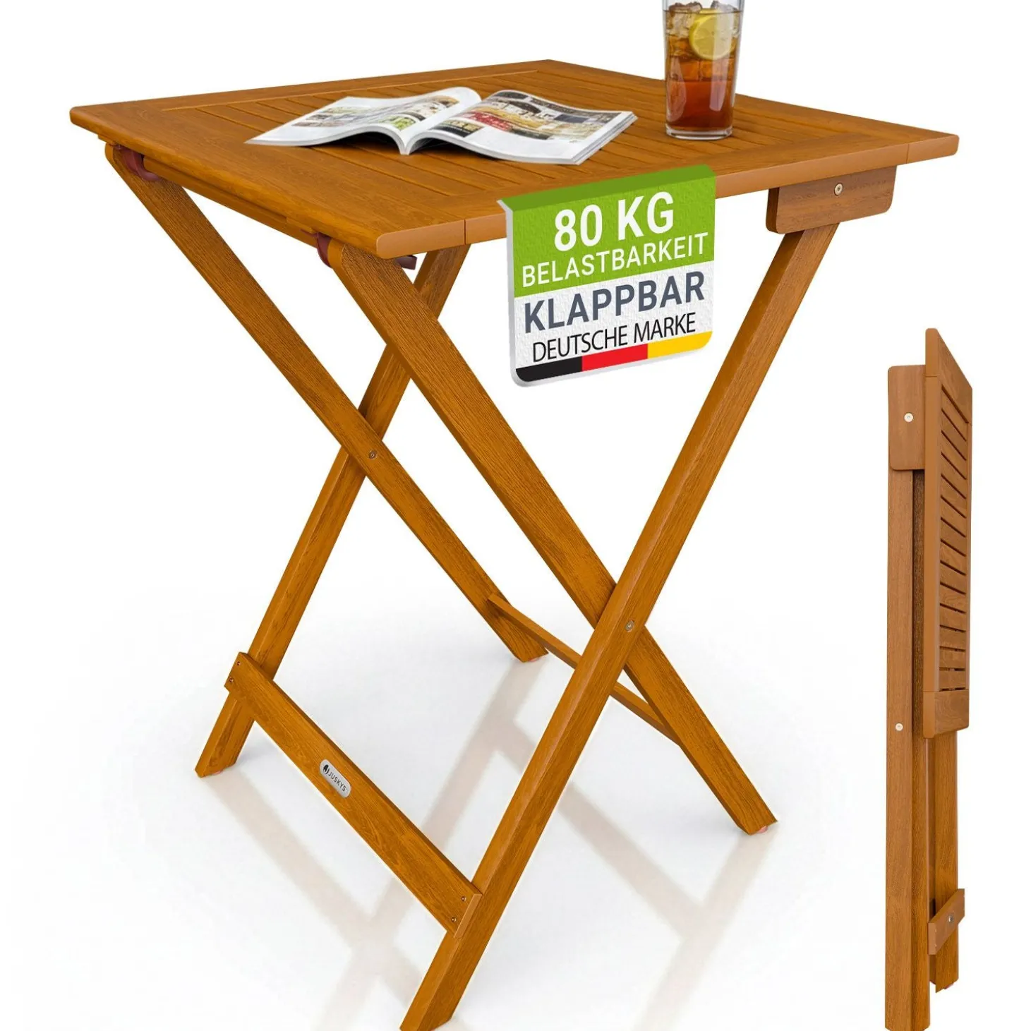 Klappbarer Holztisch Zadar Robuster, wetterfester Gartentisch aus Akazienholz für Outdoor-Einsätze