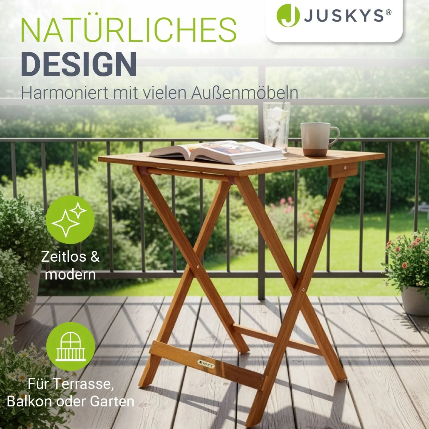 Klappbarer Holztisch Zadar Robuster, wetterfester Gartentisch aus Akazienholz für Outdoor-Einsätze