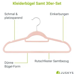 Kleiderbügel - Samt Bügel für Garderobe - rutschfest mit Samtbezug