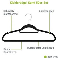 Kleiderbügel - Samt Bügel für Garderobe - rutschfest mit Samtbezug