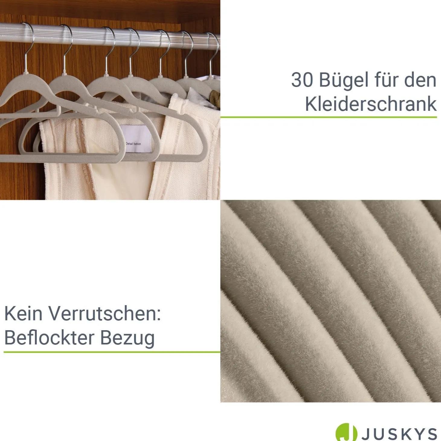 Kleiderbügel - Samt Bügel für Garderobe - rutschfest mit Samtbezug