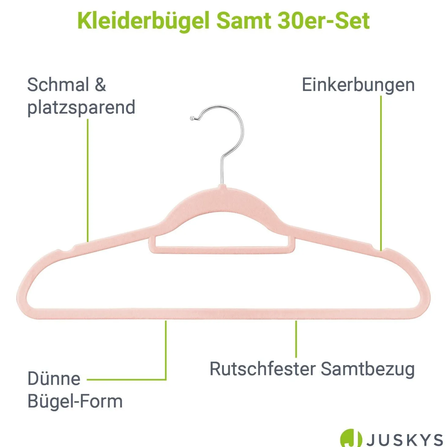 Kleiderbügel - Samt Bügel für Garderobe - rutschfest mit Samtbezug