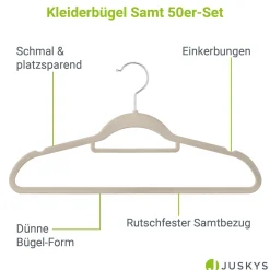 Kleiderbügel - Samt Bügel für Garderobe - rutschfest mit Samtbezug