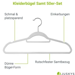 Kleiderbügel - Samt Bügel für Garderobe - rutschfest mit Samtbezug