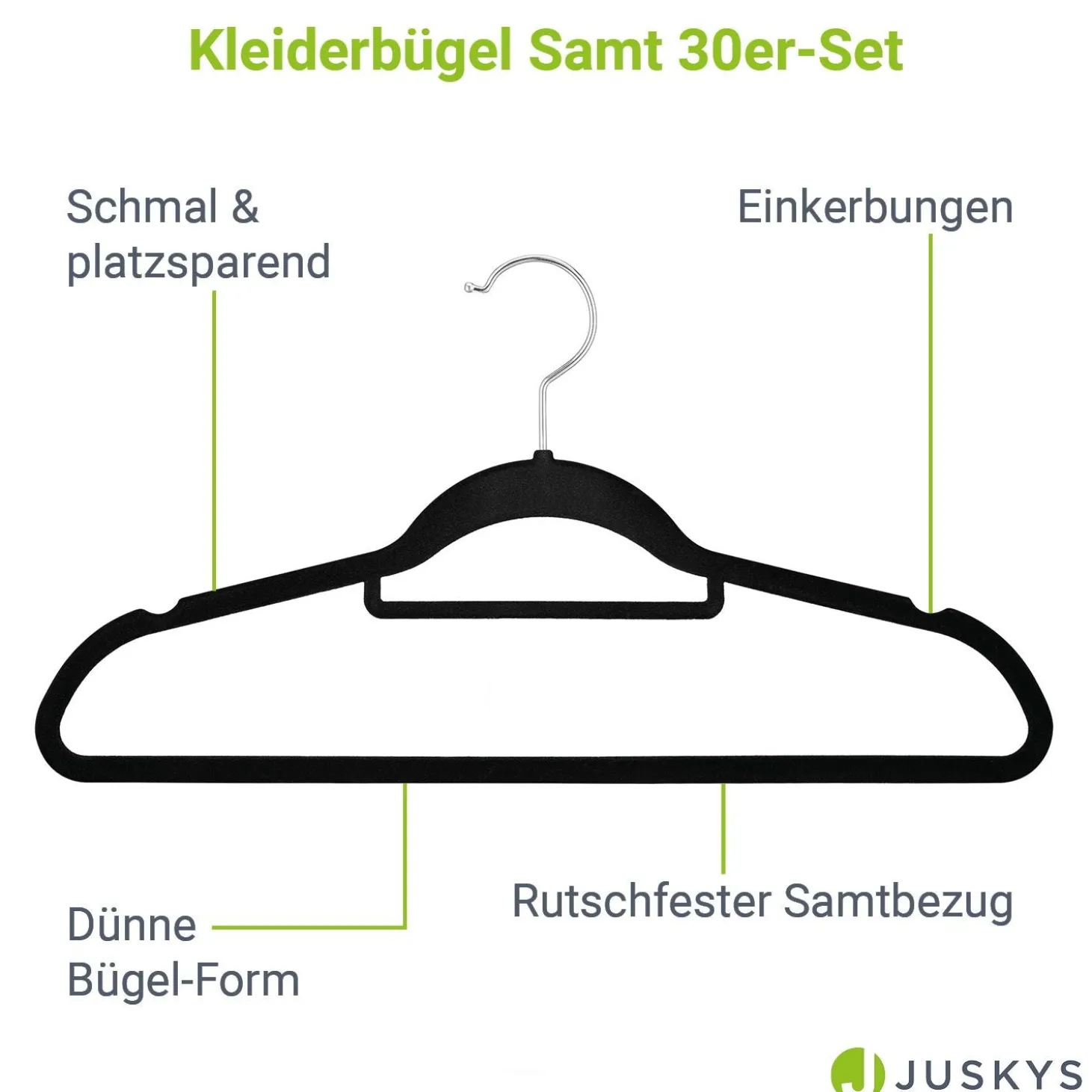 Kleiderbügel - Samt Bügel für Garderobe - rutschfest mit Samtbezug