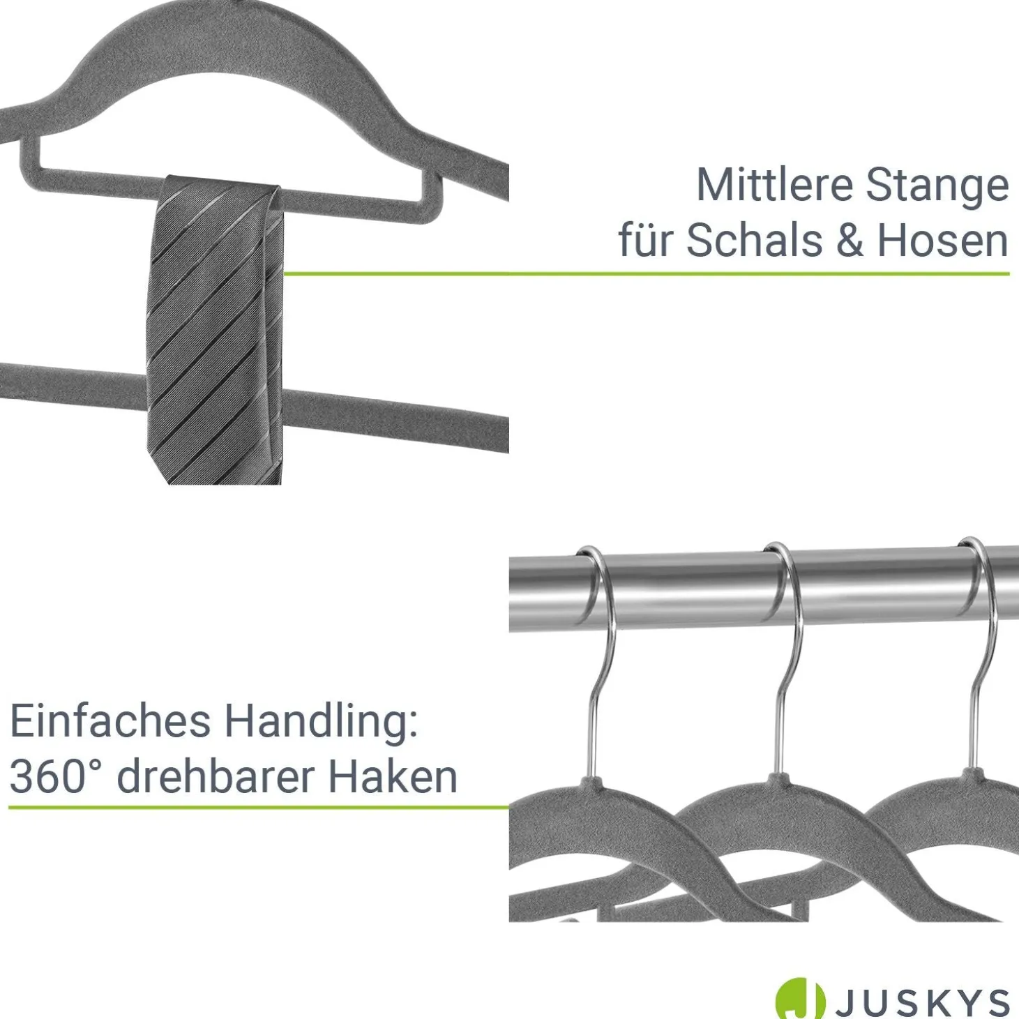 Kleiderbügel - Samt Bügel für Garderobe - rutschfest mit Samtbezug