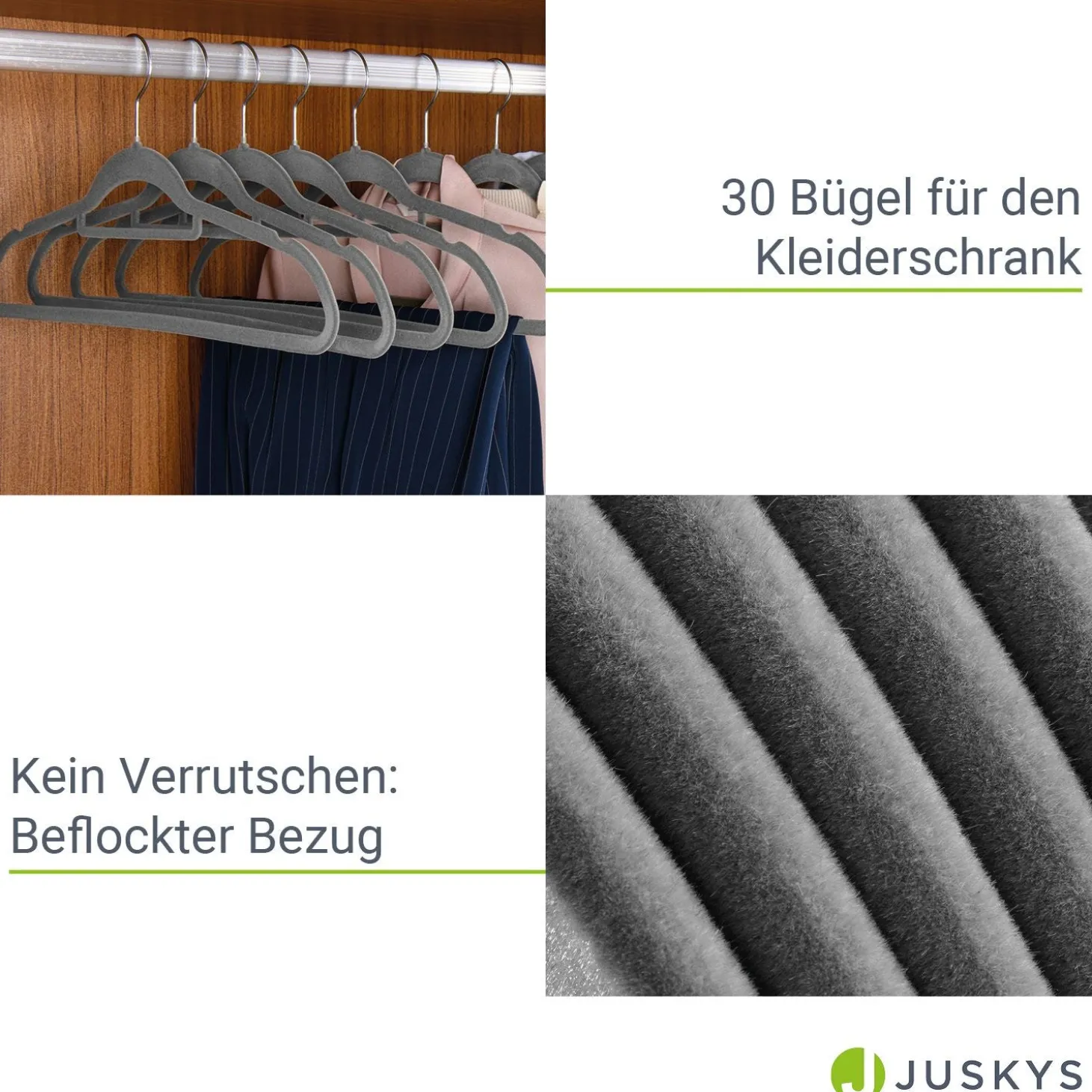 Kleiderbügel - Samt Bügel für Garderobe - rutschfest mit Samtbezug