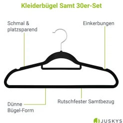 Kleiderbügel - Samt Bügel für Garderobe - rutschfest mit Samtbezug