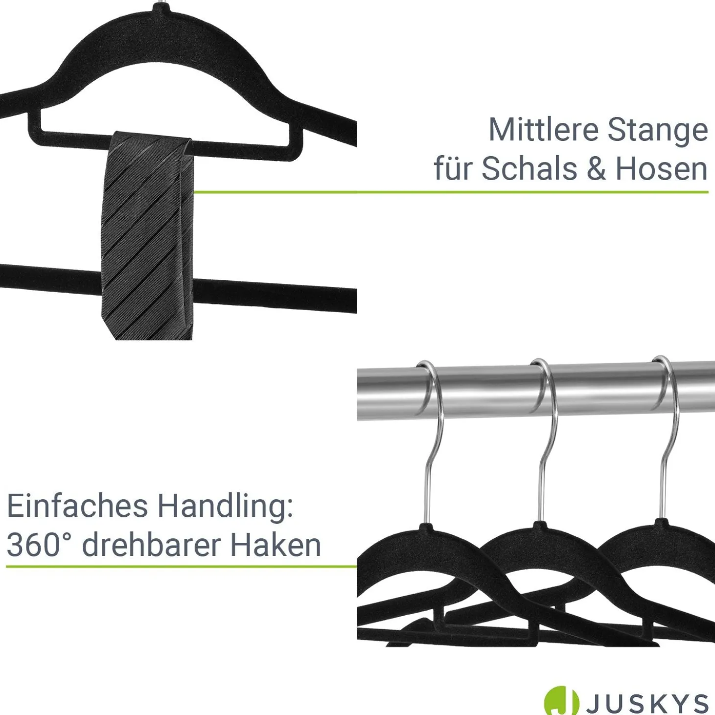 Kleiderbügel - Samt Bügel für Garderobe - rutschfest mit Samtbezug