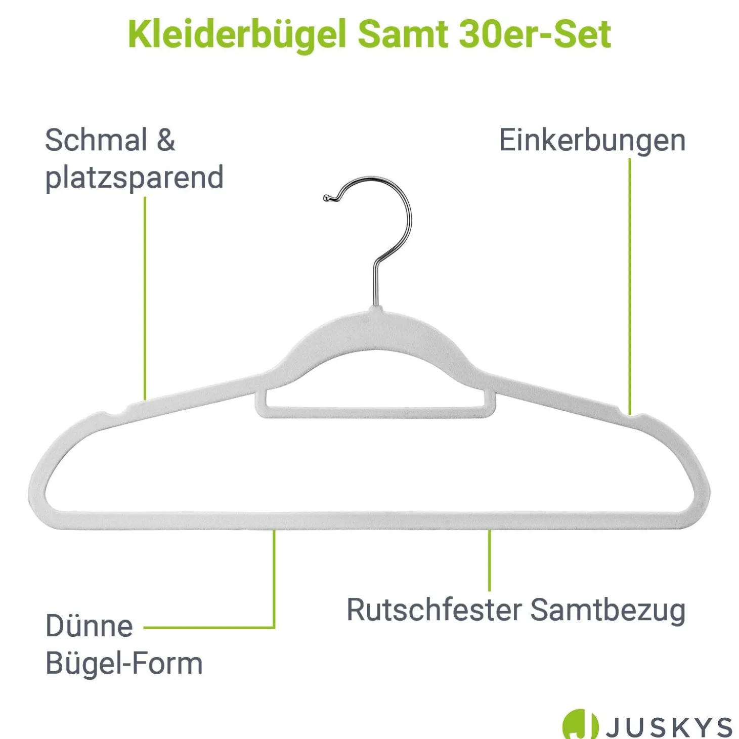 Kleiderbügel - Samt Bügel für Garderobe - rutschfest mit Samtbezug