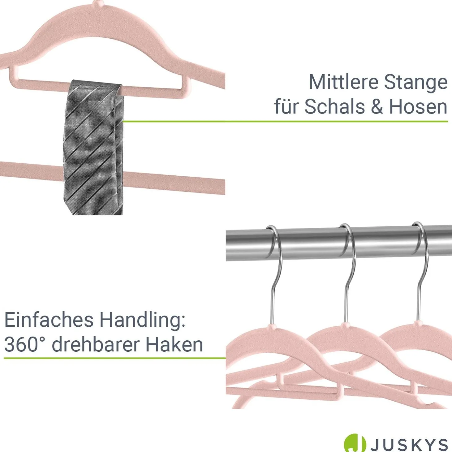 Kleiderbügel - Samt Bügel für Garderobe - rutschfest mit Samtbezug