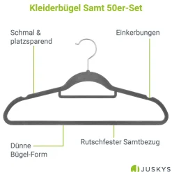 Kleiderbügel - Samt Bügel für Garderobe - rutschfest mit Samtbezug