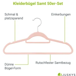 Kleiderbügel - Samt Bügel für Garderobe - rutschfest mit Samtbezug