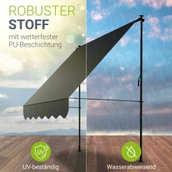 Klemmmarkise Kapstadt mit Handkurbel höhenverstellbarer Sonnenschutz, uv-beständig in 6 Breiten verfügbar