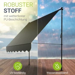 Klemmmarkise Kapstadt mit Handkurbel höhenverstellbarer Sonnenschutz, uv-beständig in 6 Breiten verfügbar