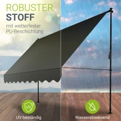 Klemmmarkise Kapstadt mit Handkurbel höhenverstellbarer Sonnenschutz, uv-beständig in 6 Breiten verfügbar