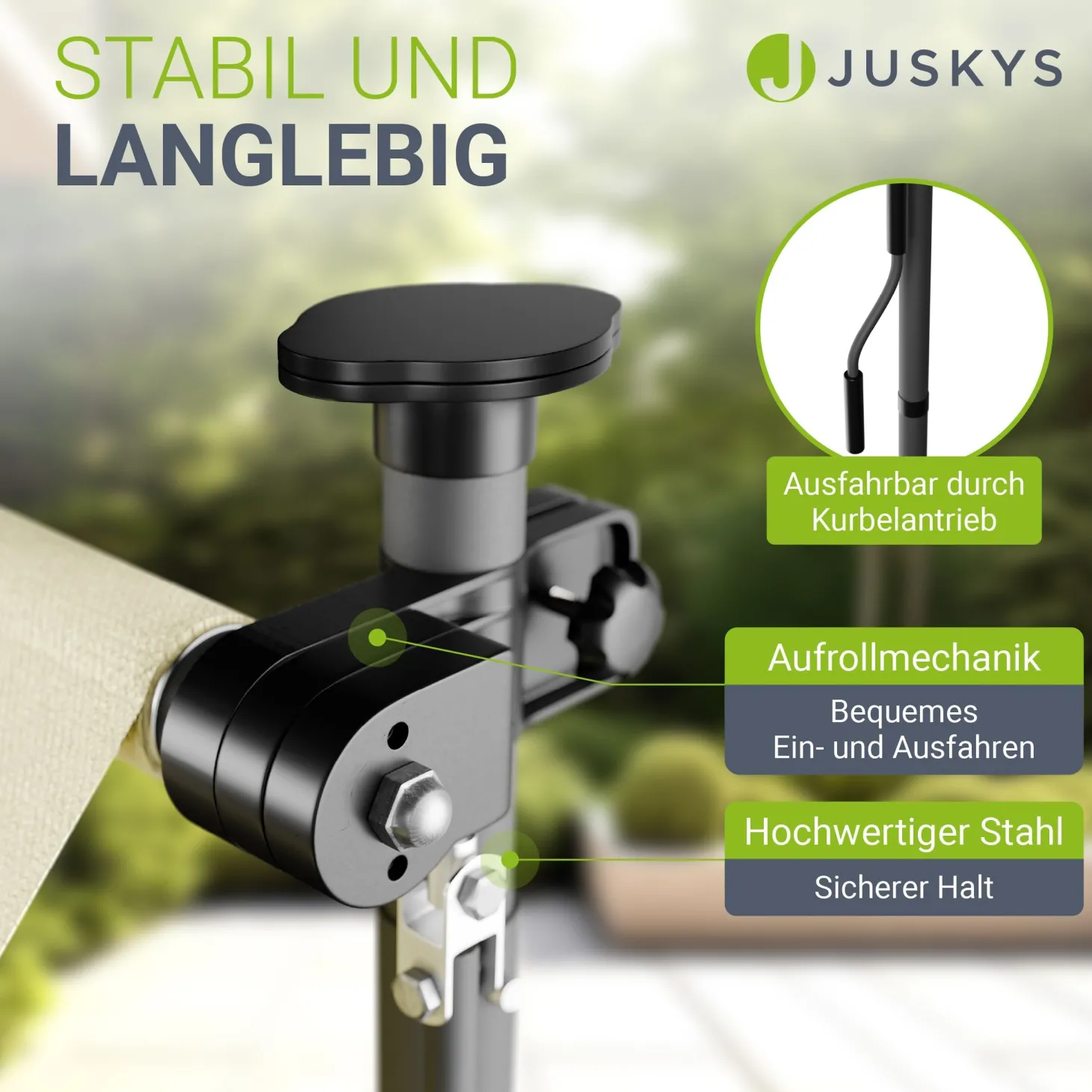 Klemmmarkise Kapstadt mit Handkurbel höhenverstellbarer Sonnenschutz, uv-beständig in 6 Breiten verfügbar