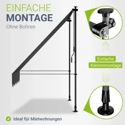 Klemmmarkise Kapstadt mit Handkurbel höhenverstellbarer Sonnenschutz, uv-beständig in 6 Breiten verfügbar