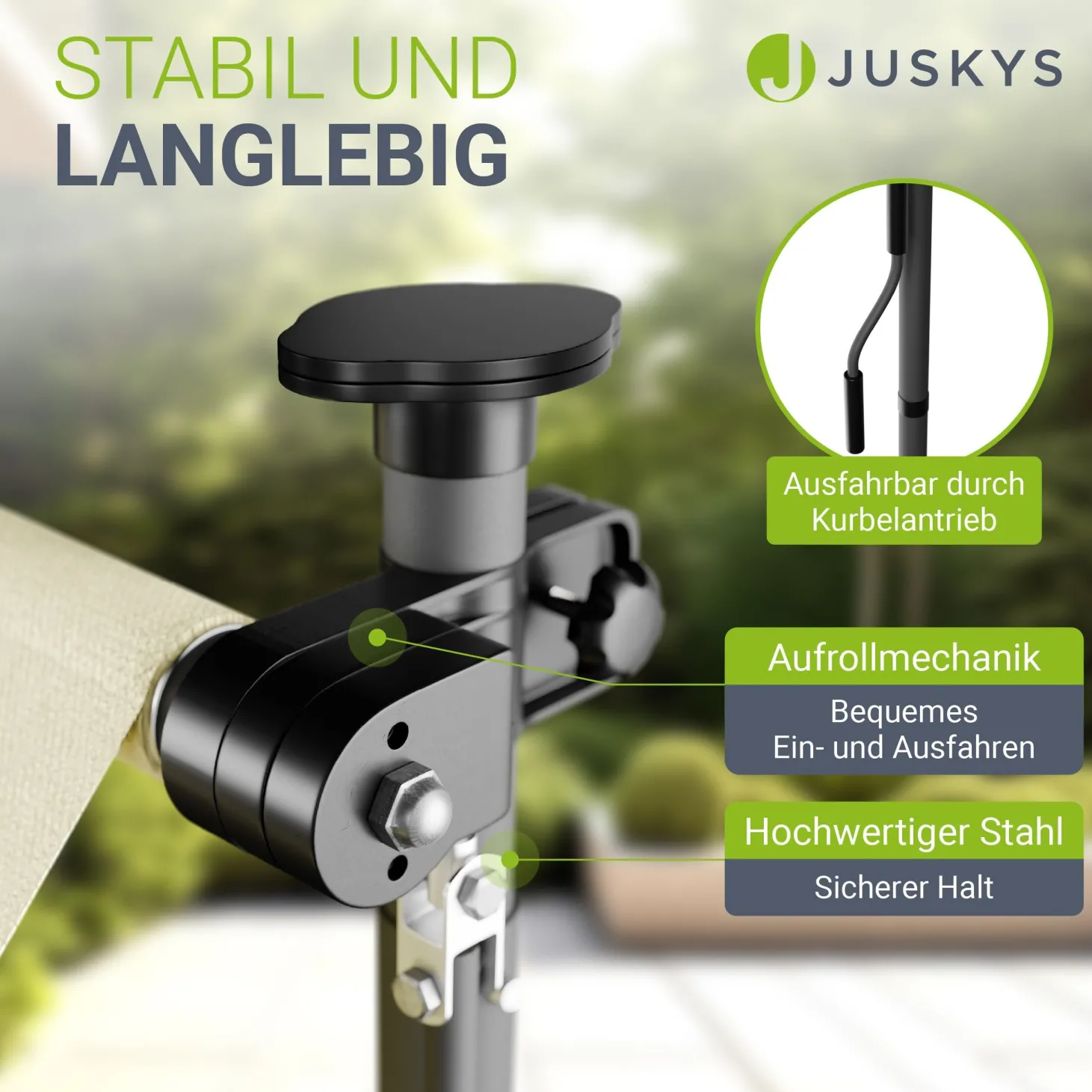 Klemmmarkise Kapstadt mit Handkurbel höhenverstellbarer Sonnenschutz, uv-beständig in 6 Breiten verfügbar