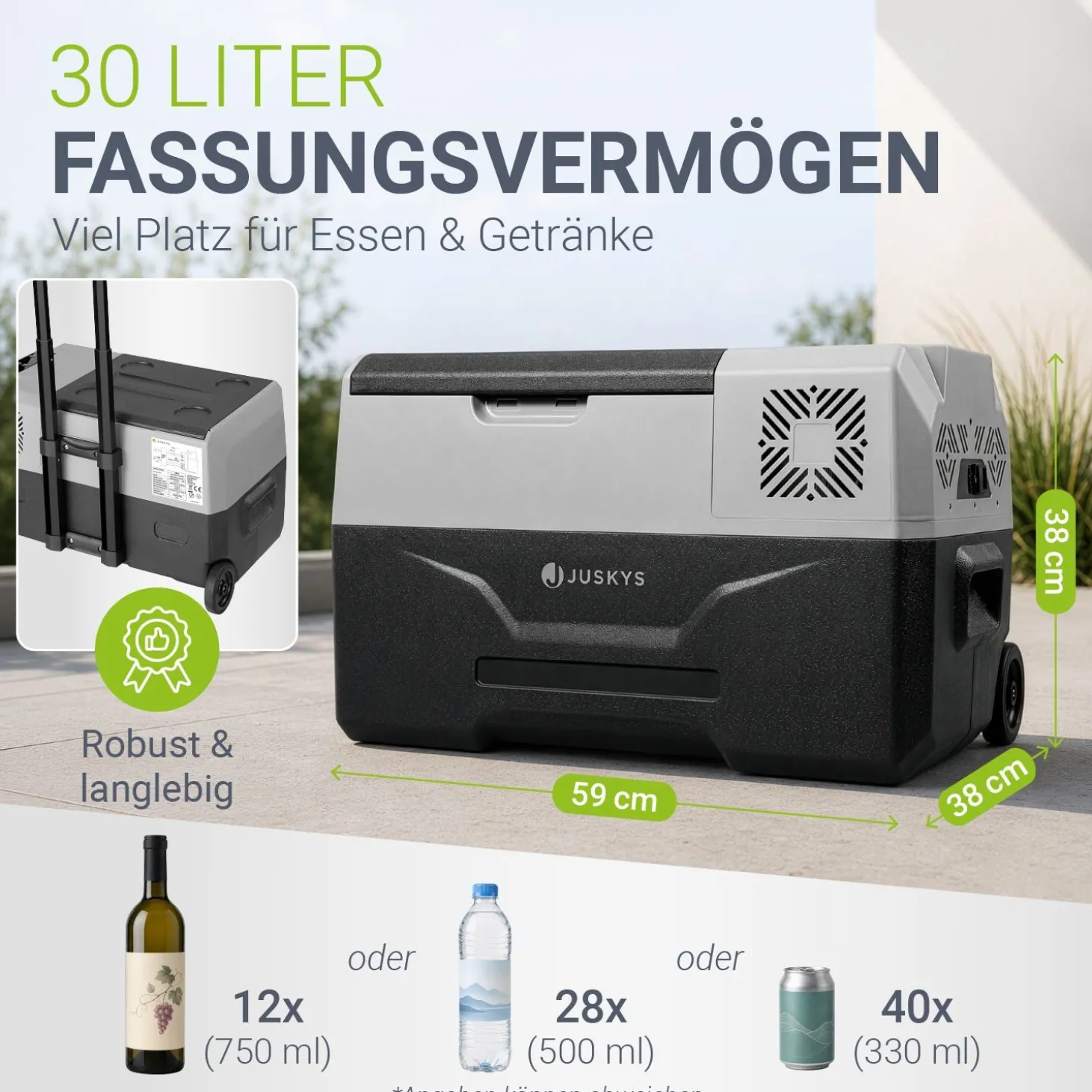 Kompressor Kühlbox Yukon 30l oder 50l mit 12/24 & 230 V Anschluss, App-Steuerung und USB-Ladebuchse