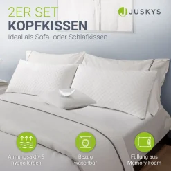 Kopfkissen - 2er Set Bequeme Kissen - atmungsaktiv & hypoallergen