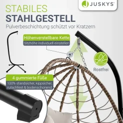 Korbhängesessel Aria inklusive Gestell Faltbarer Hängesessel mit Geflecht, Kissen & Aufhängung mit Feder