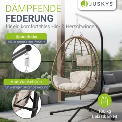 Korbhängesessel Aria inklusive Gestell Faltbarer Hängesessel mit Geflecht, Kissen & Aufhängung mit Feder