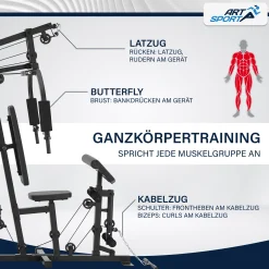 Kraftstation ProfiGym 3000 Ganzkörper Trainingsgerät mit 14 Gewichten bis 77 kg