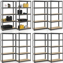 Lagerregal Basic 2er bis 8er Set 180 x 90 x 40 cm Schwerlastregale aus Metall mit Einlegeböden