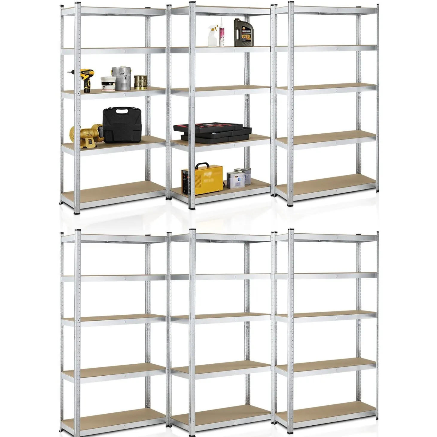 Lagerregal Basic 2er bis 8er Set 180 x 90 x 40 cm Schwerlastregale aus Metall mit Einlegeböden