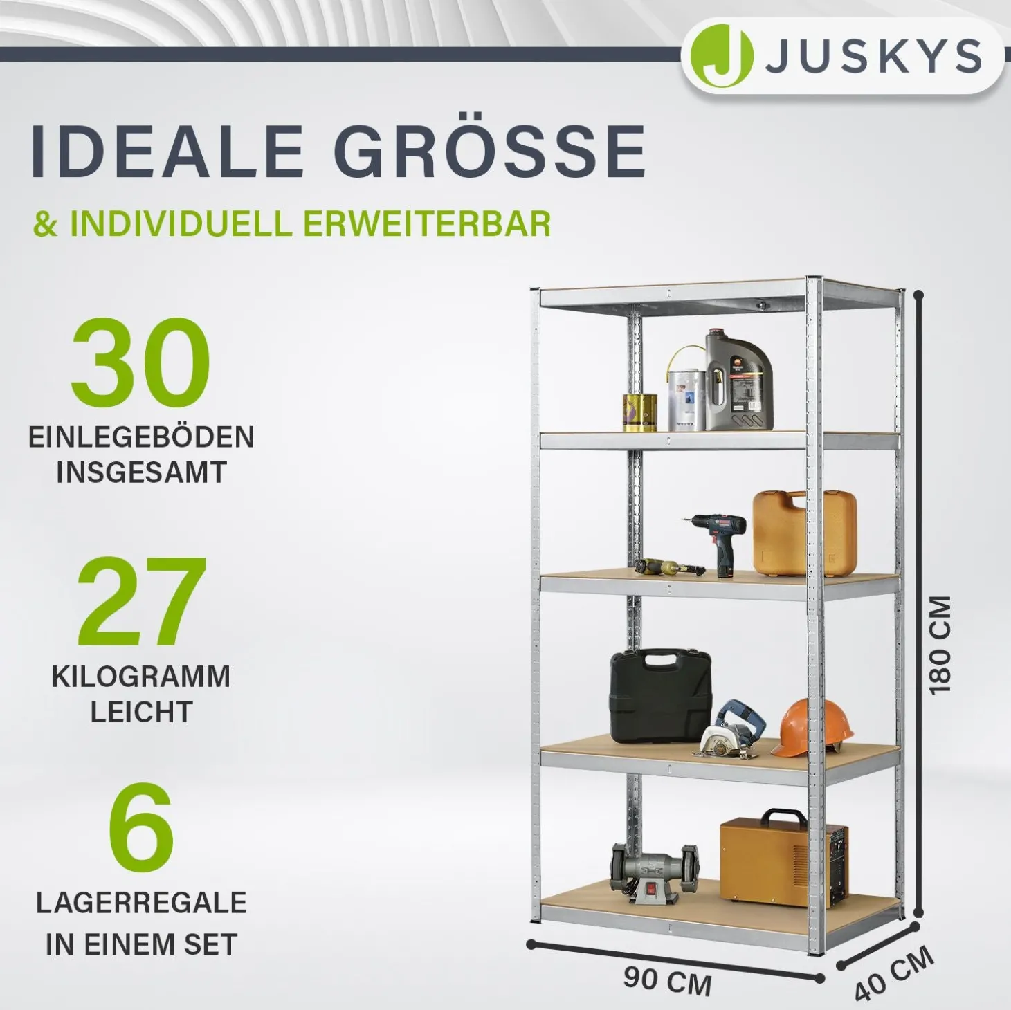 Lagerregal Basic 2er bis 8er Set 180 x 90 x 40 cm Schwerlastregale aus Metall mit Einlegeböden