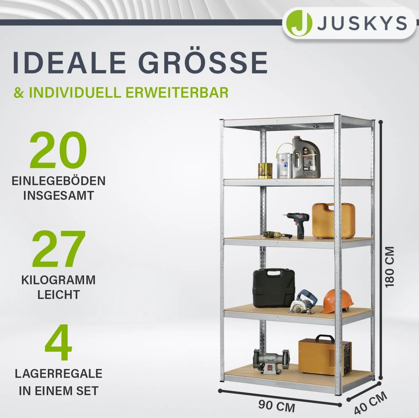 Lagerregal Basic 2er bis 8er Set 180 x 90 x 40 cm Schwerlastregale aus Metall mit Einlegeböden