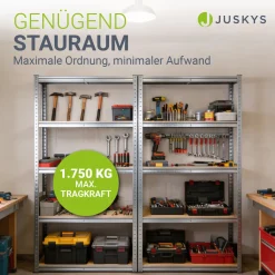 Lagerregal Basic 2er bis 8er Set 180 x 90 x 40 cm Schwerlastregale aus Metall mit Einlegeböden
