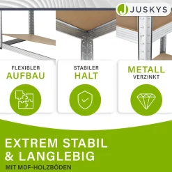 Lagerregal Basic 2er bis 8er Set 180 x 90 x 40 cm Schwerlastregale aus Metall mit Einlegeböden