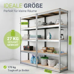 Lagerregal Basic 2er bis 8er Set 180 x 90 x 40 cm Schwerlastregale aus Metall mit Einlegeböden