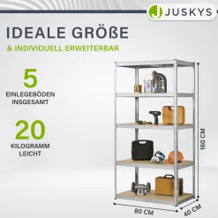 Lagerregal Basic 200 x 100 x 60 cm Schwerlastregal für Keller, Garage oder Werkstatt