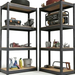 Lagerregal Easy 2er Set 160 x 80 x 40 cm 2 Schwerlastregale aus Metall mit 8 Einlegeböden